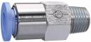 Supapa de sens push-in 10 mm cu filet exterior conic R 1/2 etansat cu PTFE , sens furtun - filet