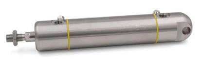 Cilindru rotund din INOX, dubla actiune, magnetic, cu amortizare si articulatie tata, Ø 32 mm, cursa 125 mm
