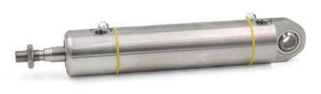 Cilindru rotund din INOX, dubla actiune, magnetic, cu amortizare si articulatie tata cu bila, Ø 32 mm, cursa 100 mm