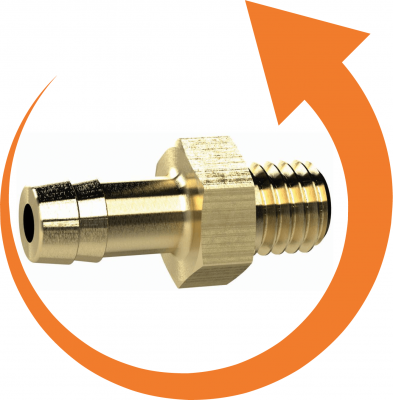 Adaptor furtun 9 mm cu filet exterior G 3/8&QUOT; stanga, alama