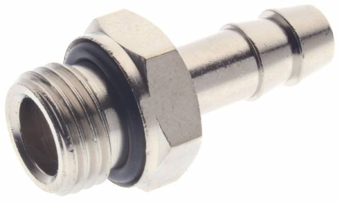 Adaptor furtun 10 mm cu filet exterior G 1/4&QUOT; etansat cu O-ring, alama nichelata