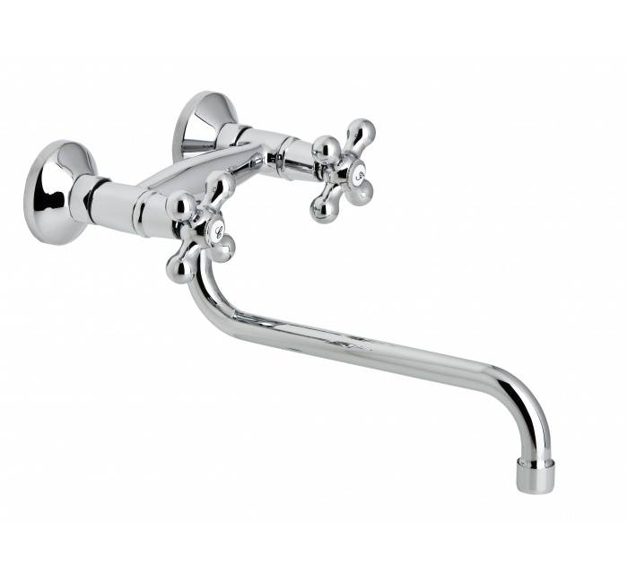 Baterie gat 24cm cu mixare pentru chiuveta bucatarie - montaj perete