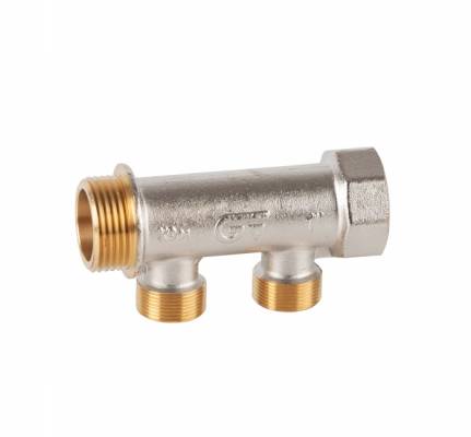Bloc ramificator alama nichelata, filet G 3/4&QUOT;, filet lateral W24,5 x 19f/1&QUOT;, 2 ramificatii, PN 10