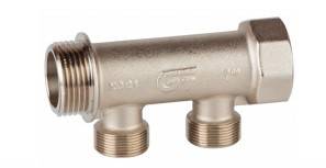 Bloc ramificator, filet G 3/4&QUOT;, filet lateral G 1/2&QUOT;, 2 ramificatii, max. 10 bar