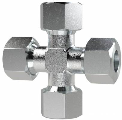 Conector cruce, tub Ø8mm, 630bar, otel galvanizat