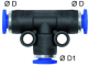 Cupla T push-in 6 mm - 6 mm, seria Mini