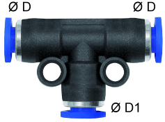 Cupla T push-in 6 mm - 6 mm, seria Mini