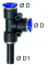 Cupla L-T push-in 8mm cu adaptor 8mm, POM/alama