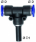 Cupla T push-in 8mm cu adaptor 10mm, POM/alama