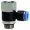 Cupla L rotativa cu 1 conexiune push-in 6mm si filet int./ext. M 5 cu O-ring, POM/alama