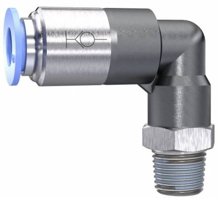 Cupla L push-in cu supapa - filet conic exterior etansat cu PTFE