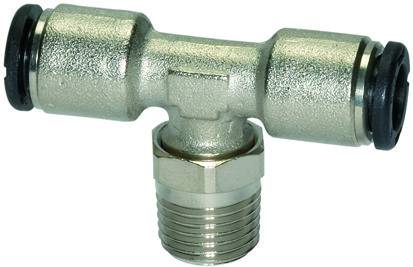 Cupla T push-in cu filet conic exterior, seria click-clock, R 3/8&QUOT; - 8 mm