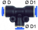 Cupla T push-in - reductie centru si lateral, seria standard, 6 mm - 4 mm