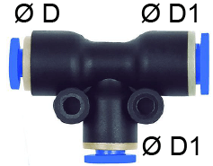 Cupla T push-in - reductie centru si lateral, seria standard, 6 mm - 4 mm