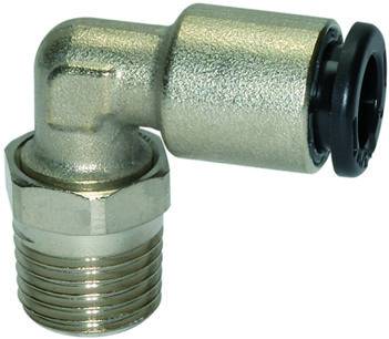 Cupla L push-in cu filet conic exterior, seria click-clock, R 1/8&QUOT; - 4 mm