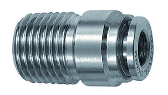 Cupla dreapta rotunda push-in, cu filet exterior si hexagon intern, seria Inox, R 1/2&QUOT; - 12 mm