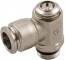 Drosel cu filet ext. M5 si conector push-in 4 mm, reglaj cu surubelnita, droselizare furtun - filet