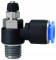 Drosel cu filet exterior R 3/8 si cupla push-in 8 mm, reglaj cu surub, droselizare furtun - filet