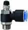 Drosel cu filet exterior G 3/8 si cupla push-in 8 mm, reglaj cu surub, droselizare furtun - filet
