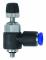 Mini drosel cu filet ext. M3 si cupla push-in 6 mm, reglaj cu surub, sens furtun - filet