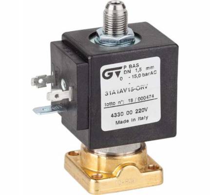 Electroventil 3/2, baza plata, actionare directa, NC, filet G 1/8&QUOT;, bobina 220/230V AC - 50/60 Hz