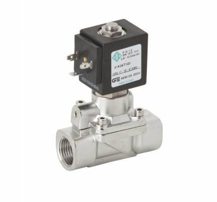 Electroventil 2/2 din inox, actionare pilotata, NC, filet G 3/4&QUOT;, bobina 24V DC