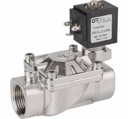 Electroventil 2/2 din inox, actionare pilotata, NC, filet G 3/4&QUOT;, bobina 24V DC