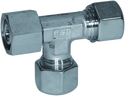Fiting T cu strangere reglabila, piulita M 12x1,5, tub Ø6mm, 315bar, inox 1.4571