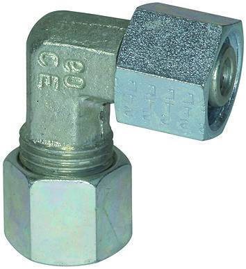 Fiting L de legatura cu strangere reglabila, piulita M 12x1,5, tub Ø6mm, 315bar, otel galvanizat