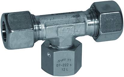 Fiting T cu strangere reglabila in jos, piulita M 16x1,5, tub Ø10mm, 315bar, inox 1.4571