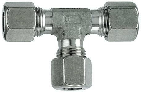 Fiting T de legatura, tub Ø15mm, 315bar, inox 1.4571