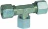 Fiting T cu strangere reglabila in jos, piulita M 22x1,5, tub Ø15mm, 315bar, otel galvanizat