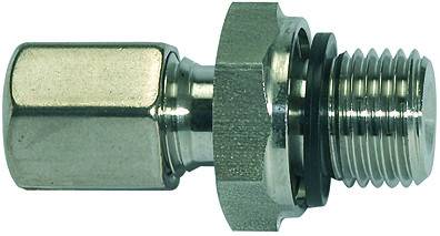 Fiting drept cu filet exterior si etansare G 1/8&QUOT;, tub Ø6mm, 315bar, inox 1.4571