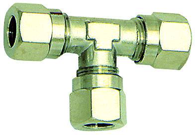 Fiting T de legatura, tub Ø15mm, 60bar, alama nichelata