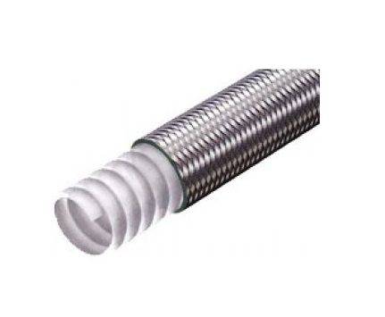 Furtun PTFE gofrat 19x24,7 mm cu tresa inox
