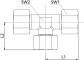 Fiting T cu strangere reglabila in jos, piulita M 22x1,5, tub Ø15mm, 315bar, otel galvanizat