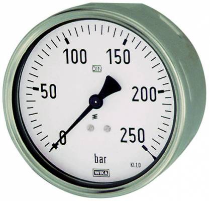 Manometru robust cu carcasa din otel CrNi, 0 - 160 bar, G 1/2 axial, Ø100 mm