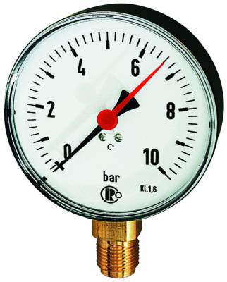 Manometru cu indicator rosu, Ø80 mm, 0 - 1 bar, atac radial G 1/2