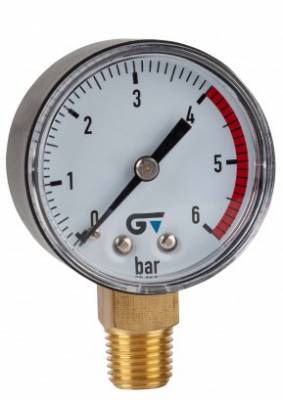Manometru 0-6 bar, filet NPT 1/4 radial in jos, Ø50
