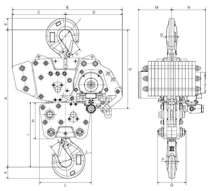 Palan pneumatic seria TMH 45.000 kg