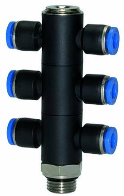 Ramificator T triplu push-in cu filet cilindric exterior si O-ring, seria standard, G 1/4&QUOT; - 4 mm