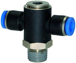 Ramificator T push-in cu filet conic exterior etansat cu PTFE, seria standard, R 1/8&QUOT; - 4 mm