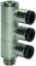 Ramificator L push-in cu 3 iecuri, filet exterior cilindric cu O-Ring, click-clock, G 1/4&QUOT; - 10 mm