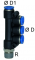 Distribuitor T push-in cu iesiri multiple si filet conic, R 1/4&QUOT;-4mm, POM/alama