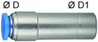 Conector drept push-in 6mm cu adaptor 12mm, POM/alama
