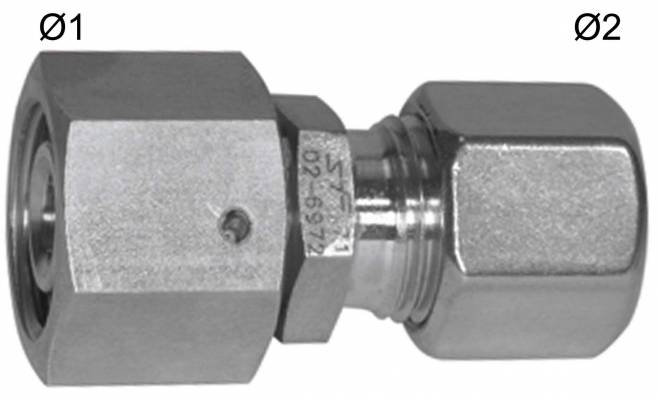 Reductie cu 1 conexiune tip strangere reglabila si 1 conexiune cu inel taietor, din inox 1.4571