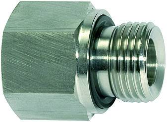 Reductie cu filet exterior G 1/4&QUOT; - interior G 1/8&QUOT;, etansat cu o-ring, lunga, inox 1.4571