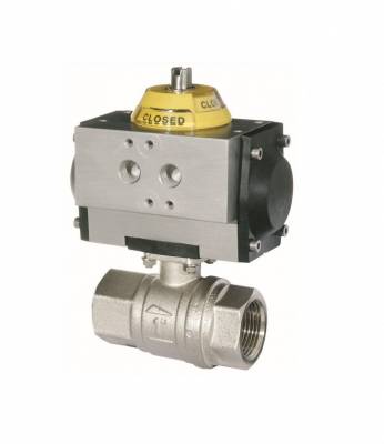 Robinet 2/2 cu bila, actuator pneumatic simpla actiune