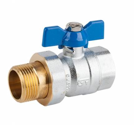 Robinet cu bila si olandeza, orificiu complet, filete G 3/4&QUOT;, maneta fluture albastra, PN 25