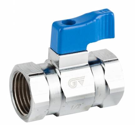 Robinet mini cu bila, orificiu redus, filete interioare G 1/2&QUOT;, maneta albastra, PN 16